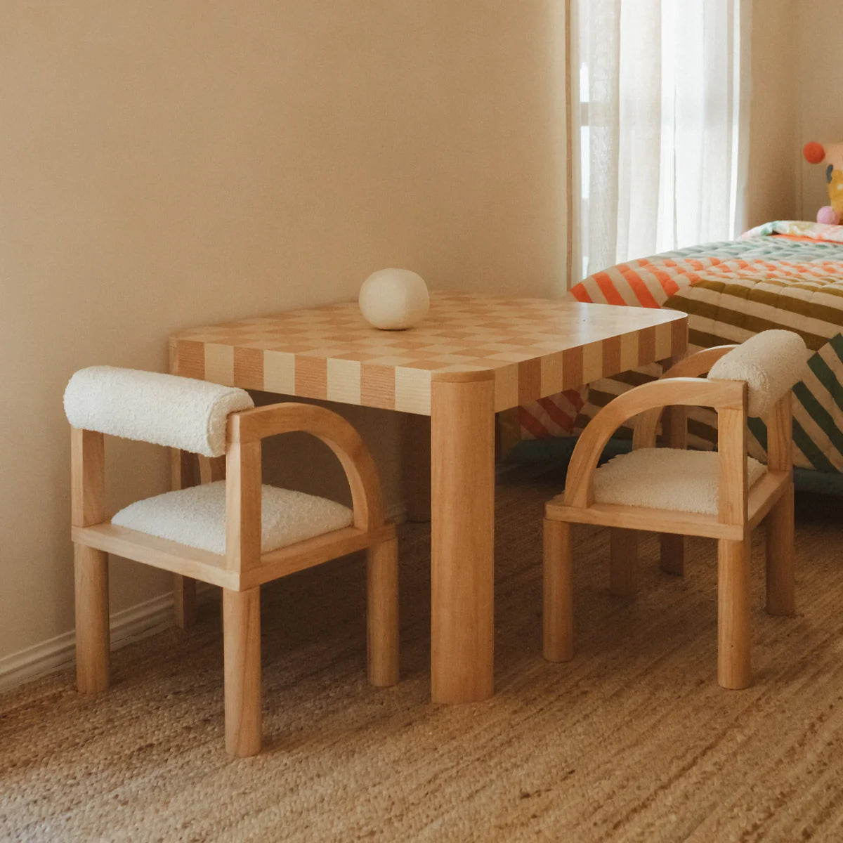 Quinn Checkerboard Table + Percy Chair Set