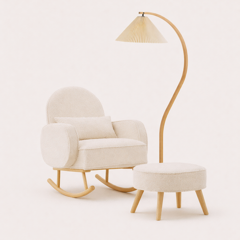 Cloud Rocker + Pleated Floor Lamp