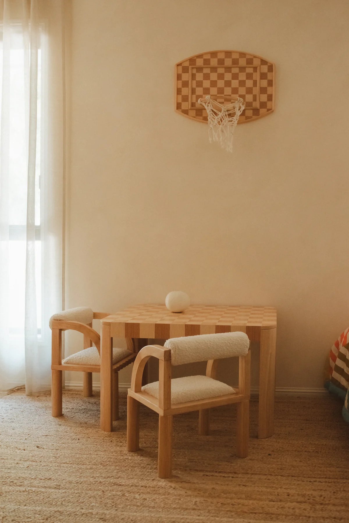 Quinn Checkerboard Table + Basketball Hoop Set (Save $63)