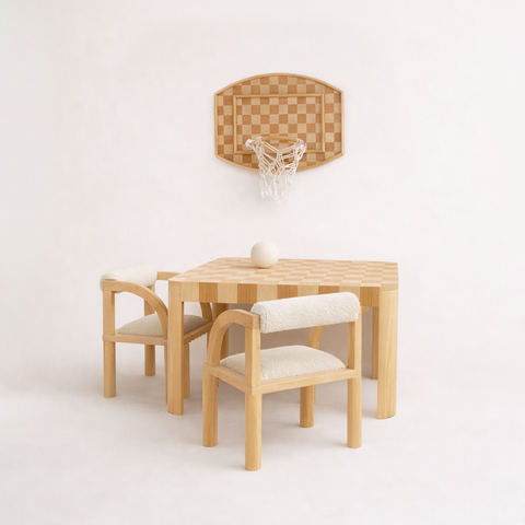 Quinn Checkerboard Table + Basketball Hoop Set (Save $63)