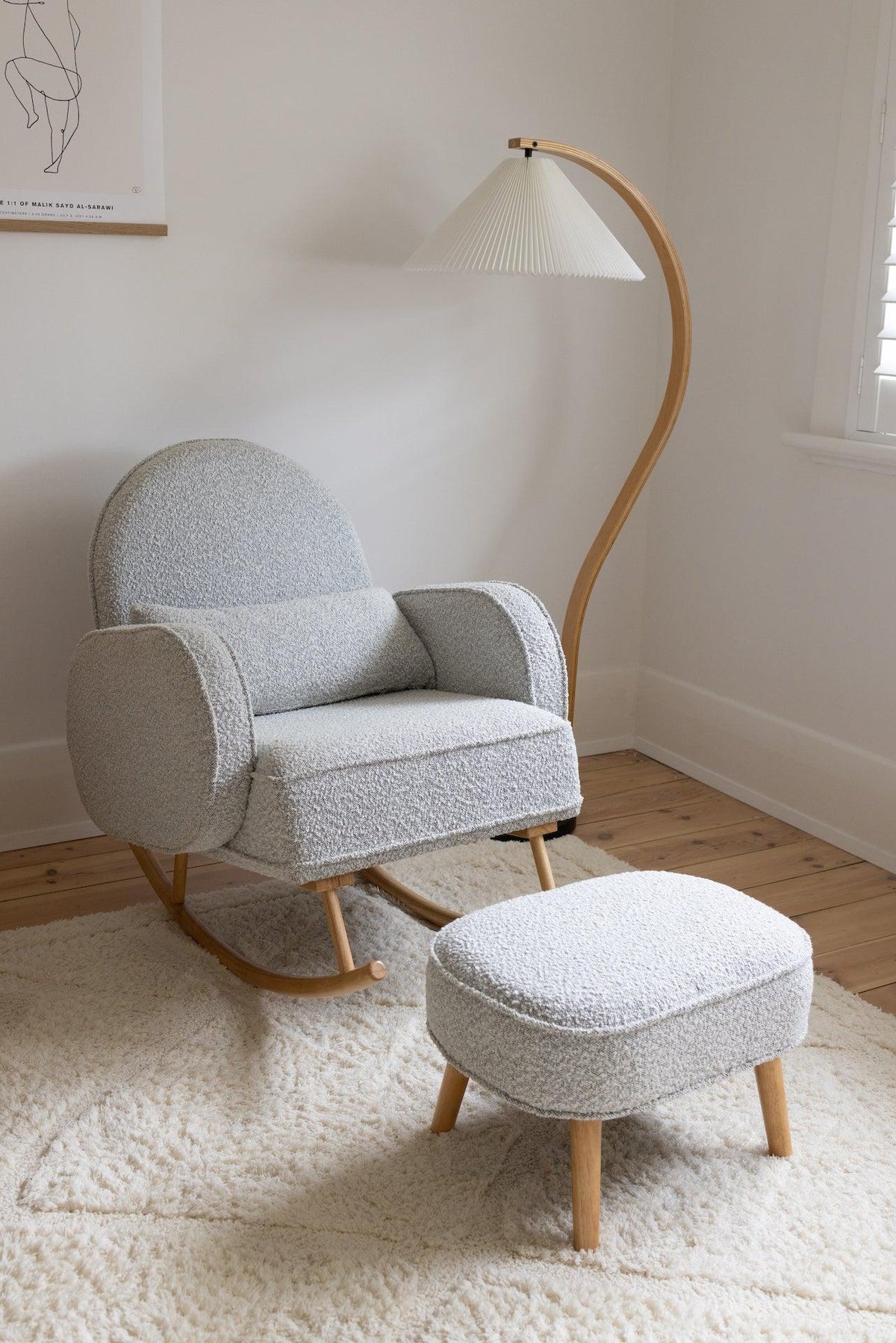Cloud Rocker + Pleated Floor Lamp